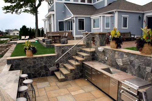 Patio, Poolscape, Landscaping, Landscape Design, Cheshire, CT, Outdoor Kitchen, Swimming Pool, Brick, Pavers, Pergola, Nursery, Masonry, Stone Wall, Sitting Wall